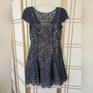 Eliza J Navy Lace Midi Dress